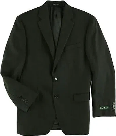Pre-owned Ralph Lauren Mens Mini-grid Two Button Blazer Jacket, Brown, 42 Long In Green