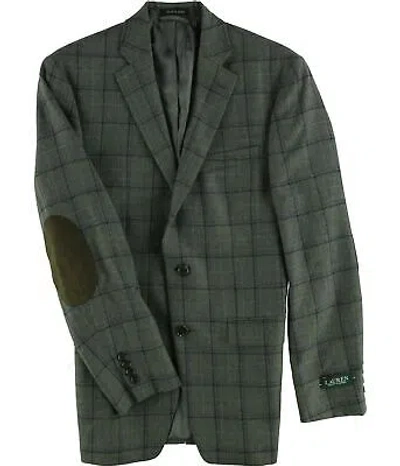 Pre-owned Ralph Lauren Mens Windowpane Two Button Blazer Jacket In Gray