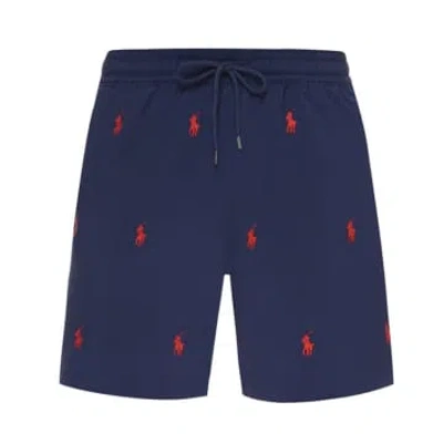 Ralph Lauren Menswear All Over Logo Swim Short In Blue