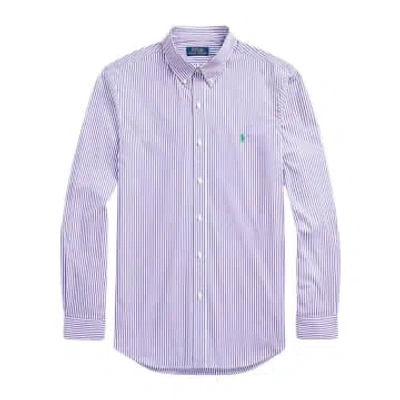 Ralph Lauren Menswear Slim Fit Striped Stretch Poplin Shirt In Purple