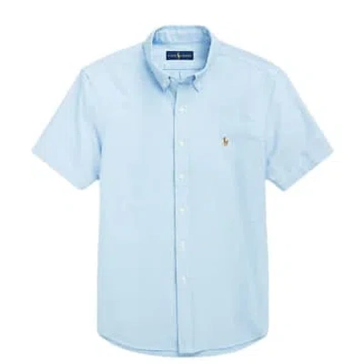 Ralph Lauren Menswear S/s Custom Fit Oxford Shirt In Blue