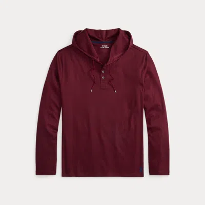 Ralph Lauren Mercerized Cotton Sleep Hoodie In Burgundy