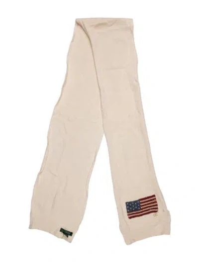 Pre-owned Ralph Lauren Merino Wool Graphic Print Scarf In Neutrals