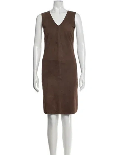 Pre-owned Ralph Lauren Merino Wool Knee-length Dress In Brown