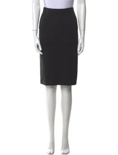 Pre-owned Ralph Lauren Merino Wool Knee-length Skirt In Black