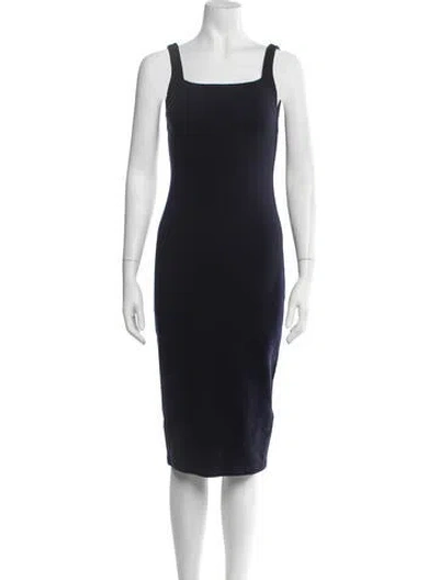 Pre-owned Ralph Lauren Merino Wool Midi Length Dress In Blue