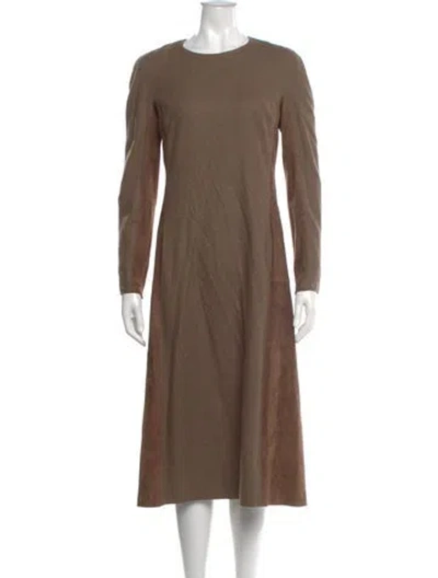 Pre-owned Ralph Lauren Merino Wool Midi Length Dress In Brown
