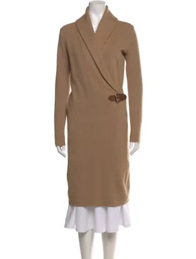 Pre-owned Ralph Lauren Merino Wool Midi Length Dress In Neutral