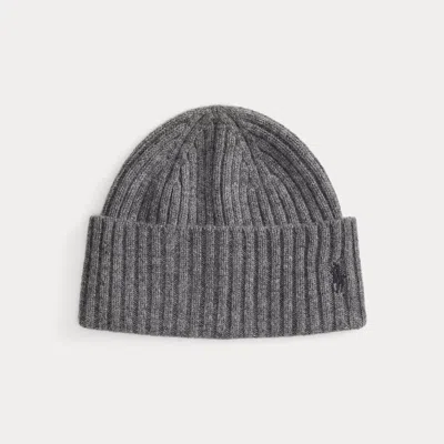 Ralph Lauren Merino Wool Rib-knit Watch Cap In Gray