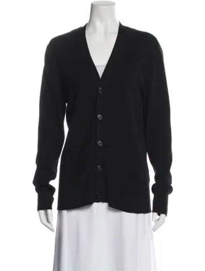 Pre-owned Ralph Lauren Merino Wool V-neck Sweater In Gray