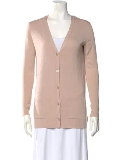 Pre-owned Ralph Lauren Merino Wool V-neck Sweater In Pink