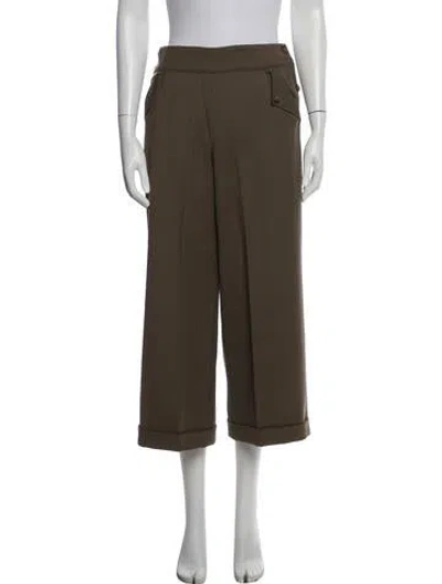 Pre-owned Ralph Lauren Merino Wool Wide Leg Pants In Green