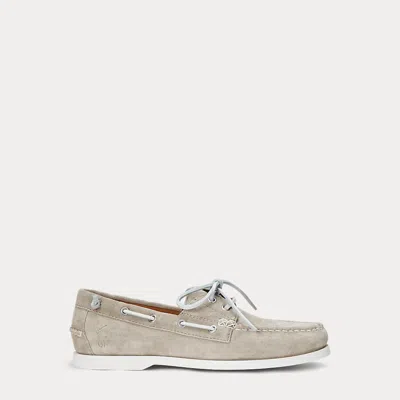 Ralph Lauren Merton Suede Boat Shoe In Milkshake