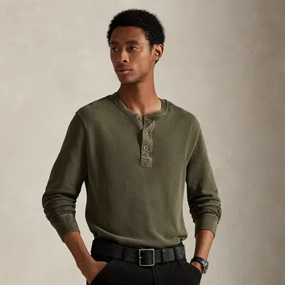 Ralph Lauren Mesh Henley Shirt In Green