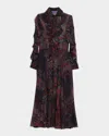 Ralph Lauren Mesh-inset Ruffle Chiffon Long-sleeve Maxi Shirtdress In Multi