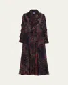 Ralph Lauren Mesh-inset Ruffle Chiffon Long-sleeve Maxi Shirtdress In Multi