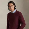 Ralph Lauren Mesh-knit Cotton Crewneck Sweater In Burgundy