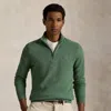 Ralph Lauren Mesh-knit Cotton Quarter-zip Sweater In Green