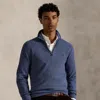 Ralph Lauren Mulberry Silk And Cotton-blend Half-zip Sweater In Blue