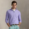 Ralph Lauren Mesh-knit Cotton Quarter-zip Sweater In Purple