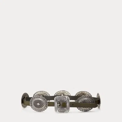 Polo Ralph Lauren Dark Brown Decorative Buckles Belt In Military