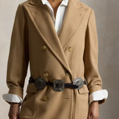 Polo Ralph Lauren Metal-accent Leather Belt In Black In Metallic