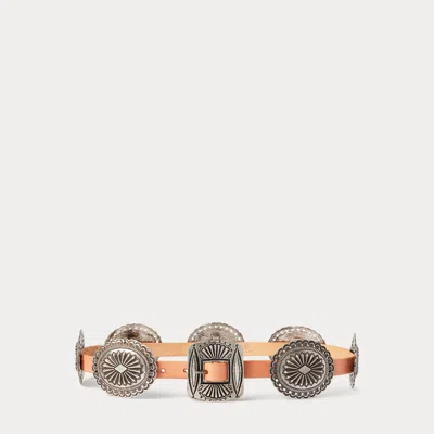 Polo Ralph Lauren Metal-accent Leather Belt In Natural In Brown