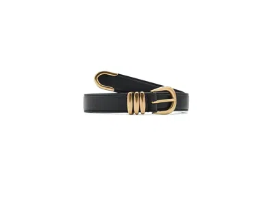 Ralph Lauren Metal-keeper Leather Skinny Belt Women's Belts Black: Md (34" Waist)
