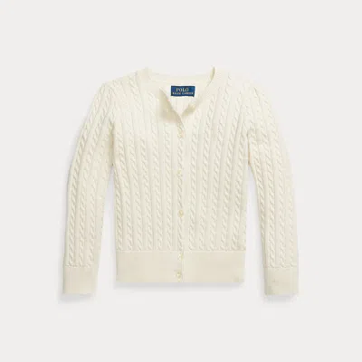 Polo Ralph Lauren Kids' Metallic Cable Cotton-blend Cardigan In Neutral