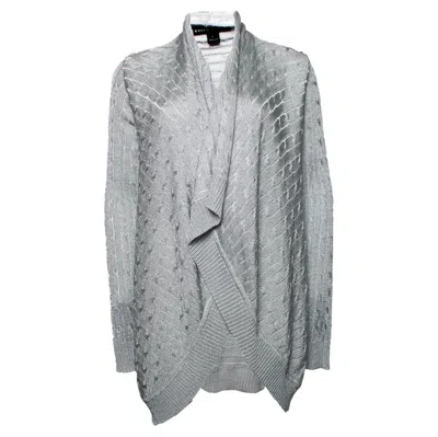 Pre-owned Ralph Lauren , Metallic Cable Knit Cardigan In Gray