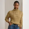 Ralph Lauren Metallic Cable-knit Turtleneck Sweater In Multi