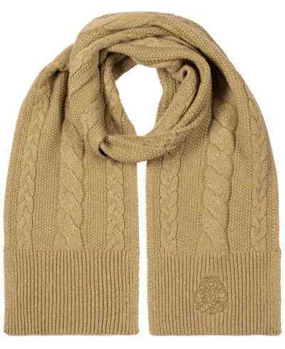Ralph Lauren Metallic Direct Embroidery Cable Scarf In Lauren Camel
