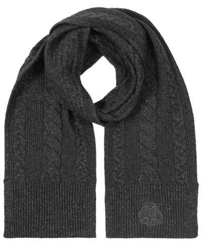 Ralph Lauren Metallic Direct Embroidery Cable Scarf In Onyx Heather