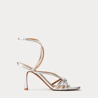 Ralph Lauren Metallic Leather Knotted Sandal In Silver