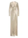 Ralph Lauren Metallic Maxi Dress In Gray