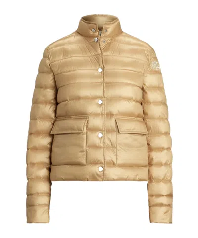 Ralph Lauren Metallic Quilted Down Coat In Neutral