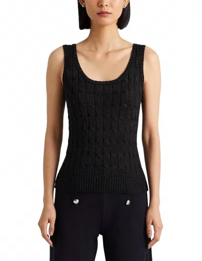 Ralph Lauren Metallic Rib-knit Sweater Tank Top In Black