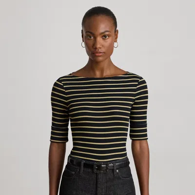 Ralph Lauren Metallic Striped Boatneck Tee In Multi