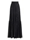 Ralph Lauren Silk-blend Chiffon Stripe Carlita Maxi Skirt In Black