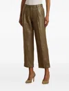 Ralph Lauren Pleated Metallic Linen Cropped Pant