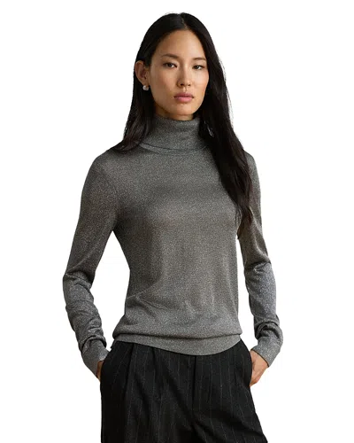 Ralph Lauren Metallic Turtleneck Sweater In Gray
