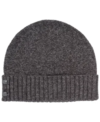 Ralph Lauren Metallic Two Button Knit Beanie In Charcoal