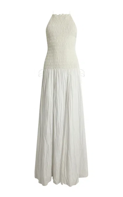 Ralph Lauren Michaelson Pleated Silk-cotton Jacquard Maxi Dress In White