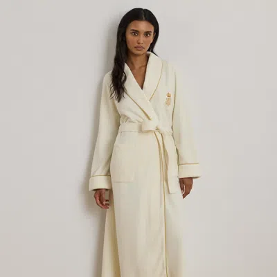 Ralph Lauren Microfleece Long Shawl-collar Robe In White