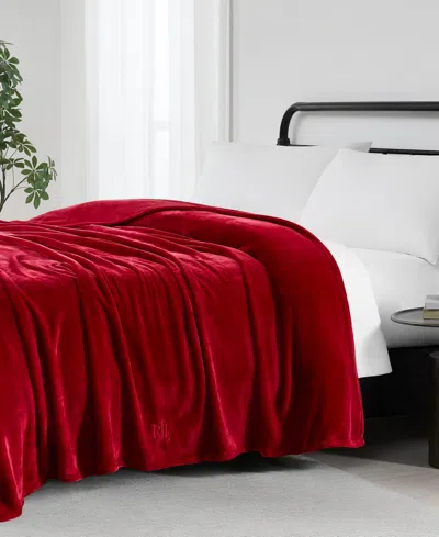 Ralph Lauren Micromink Plush Blanket, Full/queen In Red