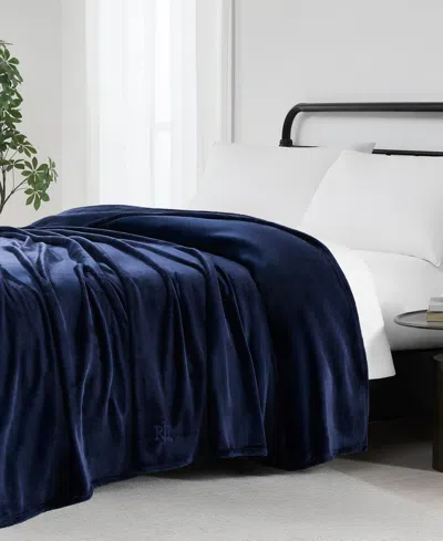 Ralph Lauren Micromink Plush Blanket, King In Navy