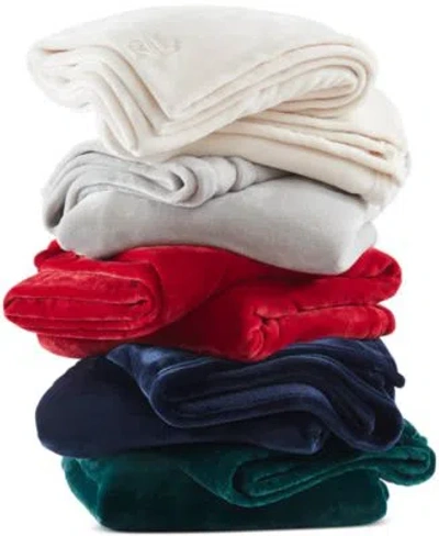 Ralph Lauren Micromink Plush Blanket In Navy