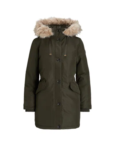 Ralph Lauren Mid-length Dark Olive Green Parka In Black