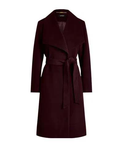 Ralph Lauren Midlength Wool Coat In Burgundy