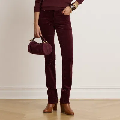 Ralph Lauren Mid-rise Corduroy Slim Straight Pant In Dark Garnet